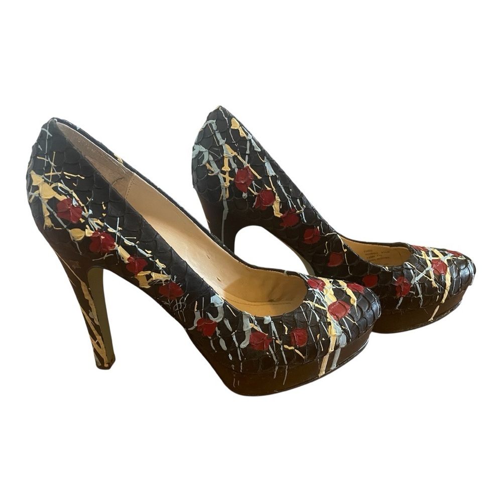 Calvin Klein Jackson Pollock Style Splatter Paint Platform Heels Vibram Soles